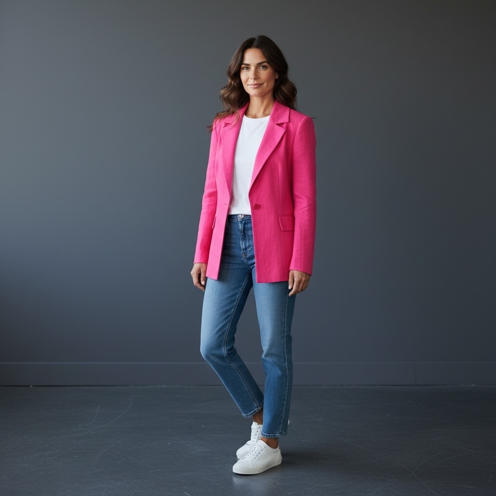 Escada Pink Wool Blazer Jacket Size 34 Fuchsia Single Button Tailored Small